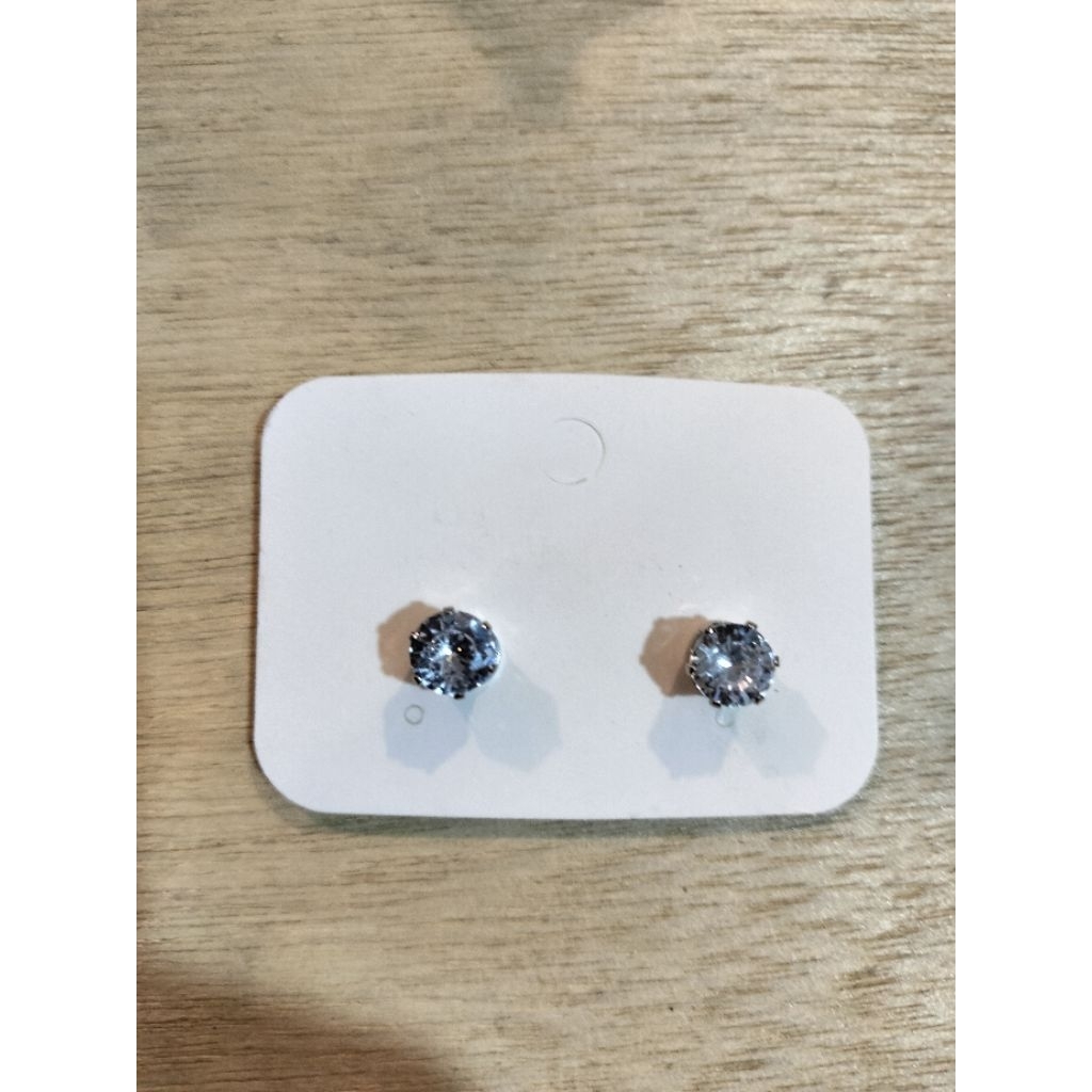 Tindik Magnet Permata Diamond Berlian Putih Premium Piercing Anting Tempel Cowok 4-5-6-7mm