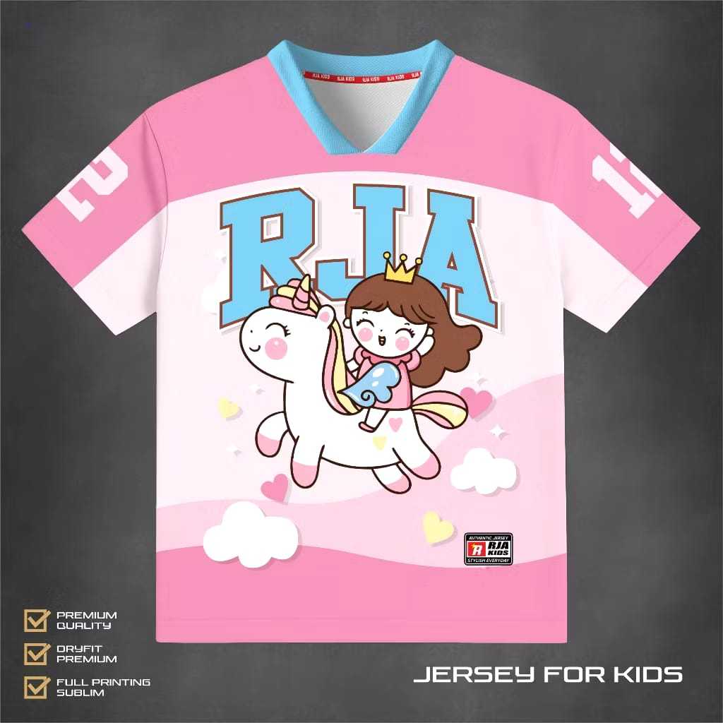 Baju Jersey Anak Perempuan Lucu 3–10 Tahun | Kaos Anak Cewek Oversize Pink Fullprint Korea