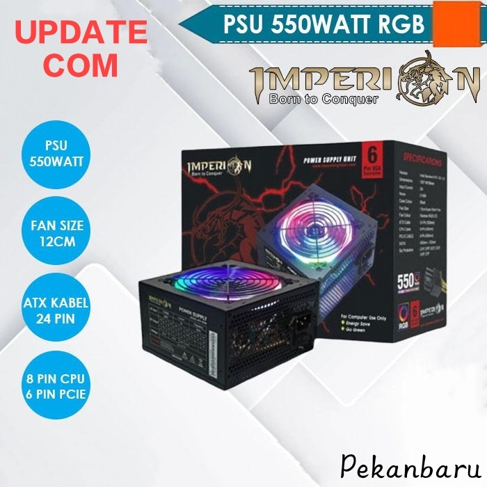 Imperion PSU 550W RGB with 6 Pin VGA Power Supply Laptop
