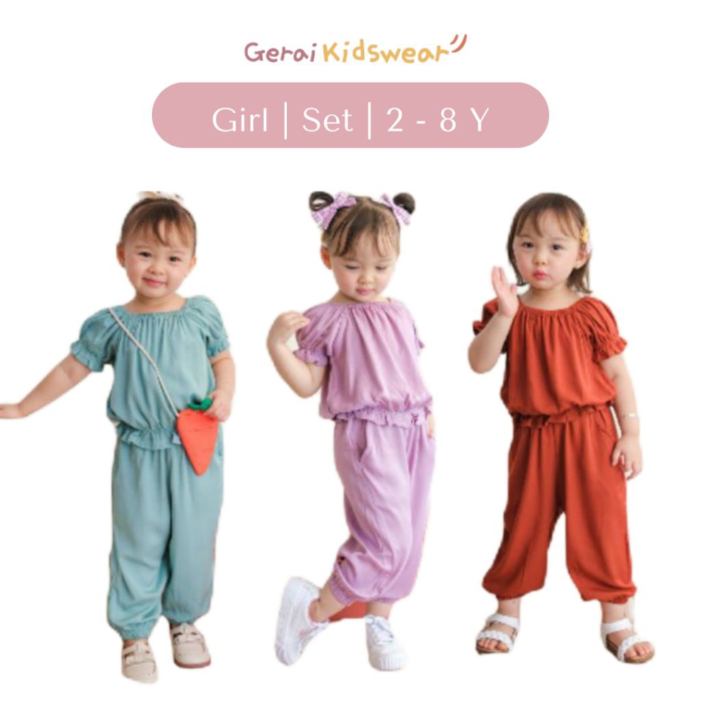 Setelan Anak Perempuan Rayon 2in1 Alice Set 4-8 Tahun