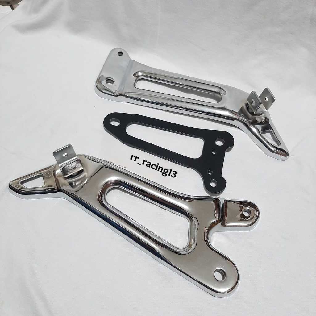 DUDUKAN STEP FOOT STEP BELAKANG CROOME PLUS BREKET KNALPOT HITAM RXKING RXK RX KING NEW 08