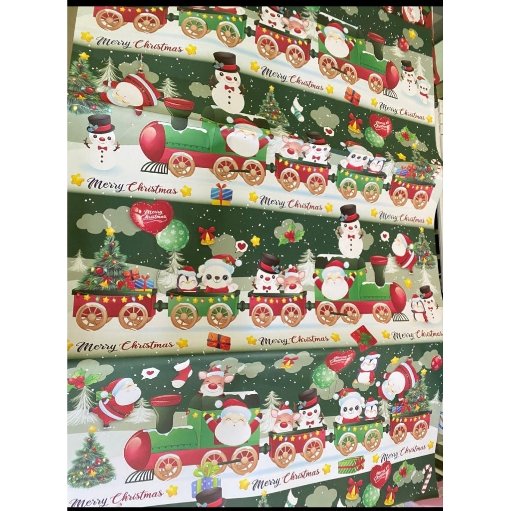 

1of7 SANSAN WAWA Kertas Kado Besar Motif Natal Christmas Santa Claus Karakter UK.70cmx 100cm min.order 10 lembar bisa campur