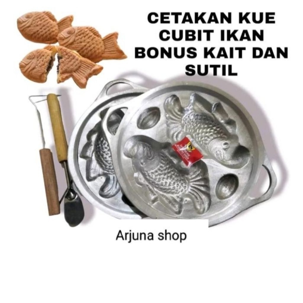 Cetakan kue bolu bhoi khas Aceh motif ikan/loyang bolu kering bhoi motif ikan anti lengket set tutup