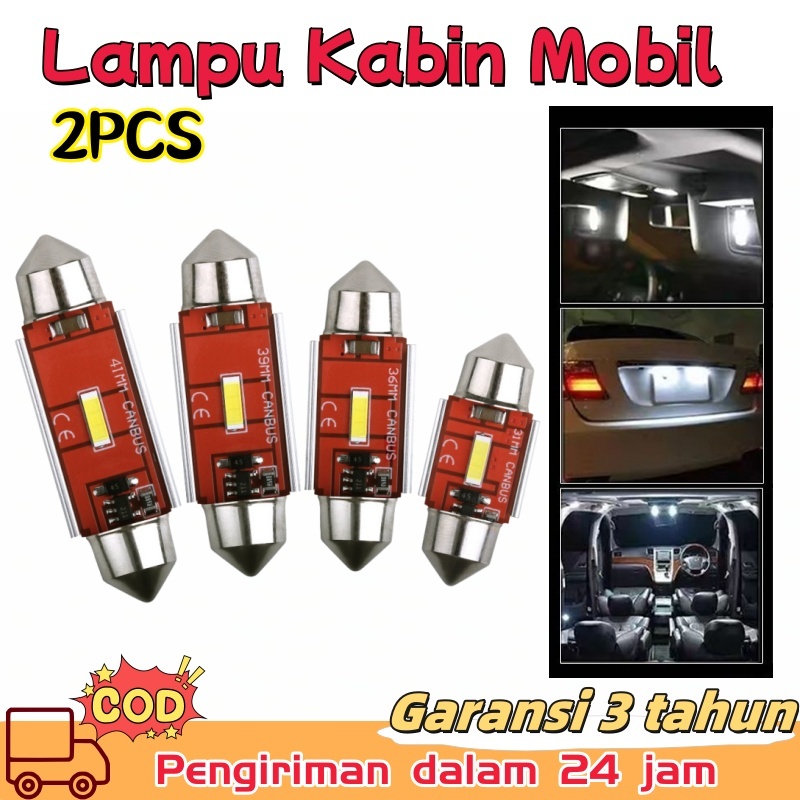 2PCS Lampu LED Kabin Plafon Mobil Canbus CSP 1860 28mm 31mm 36mm Festoon Bagasi Interior Universal S