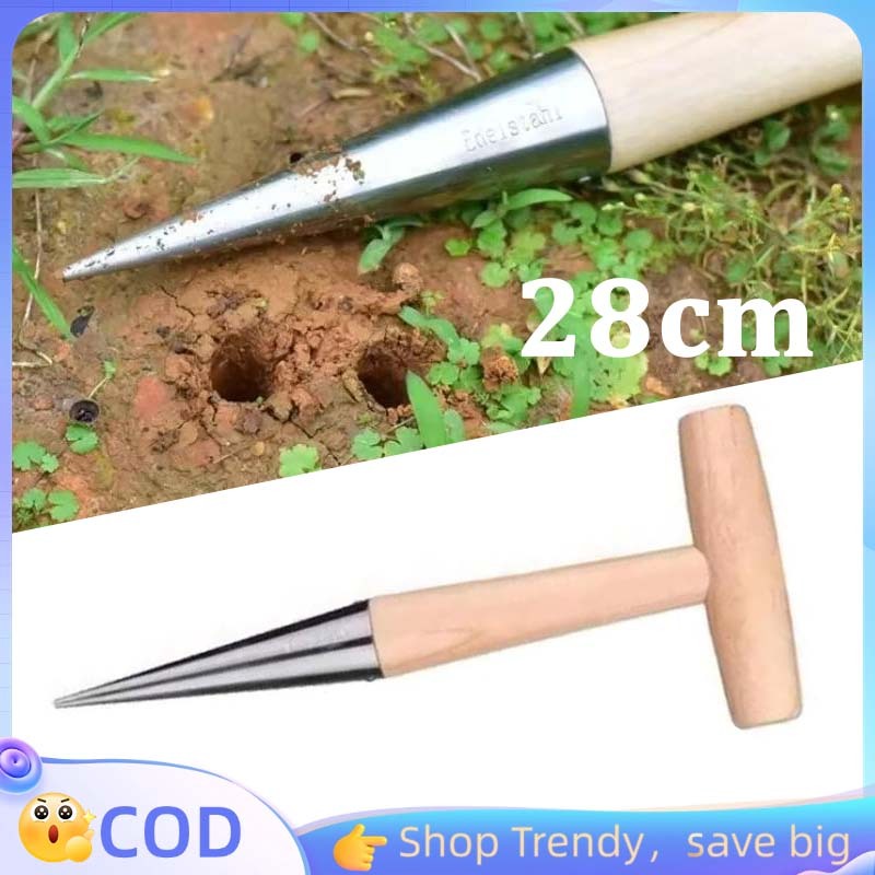 Alat Benih Tanaman Alat Penanam Bibit Tanaman 28CM Lubang Puncher Tanaman Alat Tabur Benih Stainless
