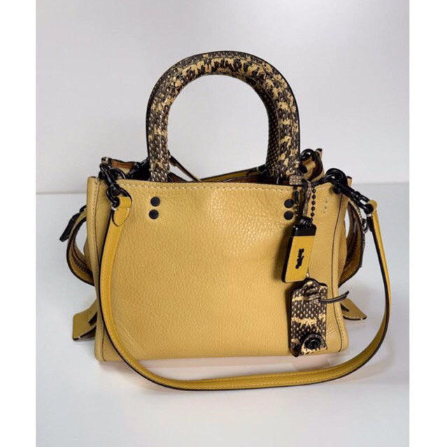 Tas Branded Coach Rogue 25 Yellow With Snakeskin Leather PL