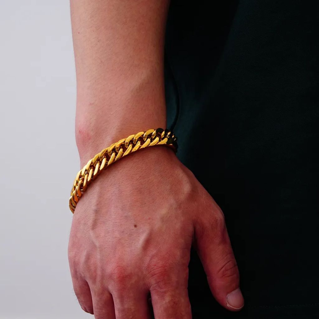 GELANG RNTAI GOLD PRIA GELANG RANTAI TITANIUM ANTI KARAT TIDAK LUNTUR GELANG RANTAI PRIA TERBARU