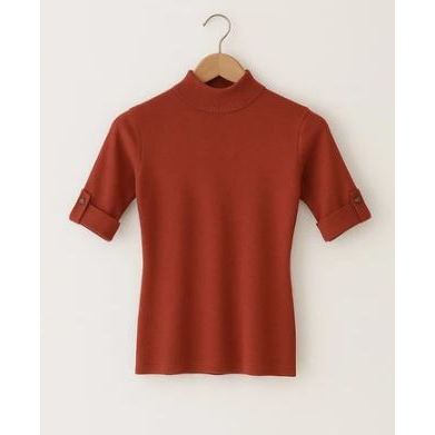 Atasan Knit Wanita Blouse Rampage Korean Top Baju Knit Wanita Lengan Basic Sleeve Merah Bata