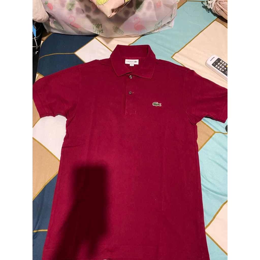 Kaos atasan Polo lacoste original preloved red maroon reguler pria wanita