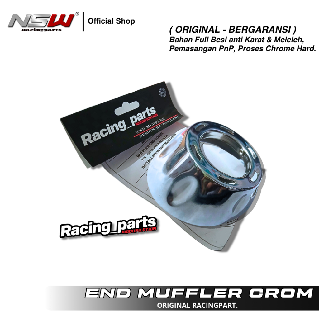 END MUFFLER RACINGPARTS ORIGINAL END CUP MONCONG KNALPOT VARIO 125 150 MIO PCX PNP COPY CMS MONCONG