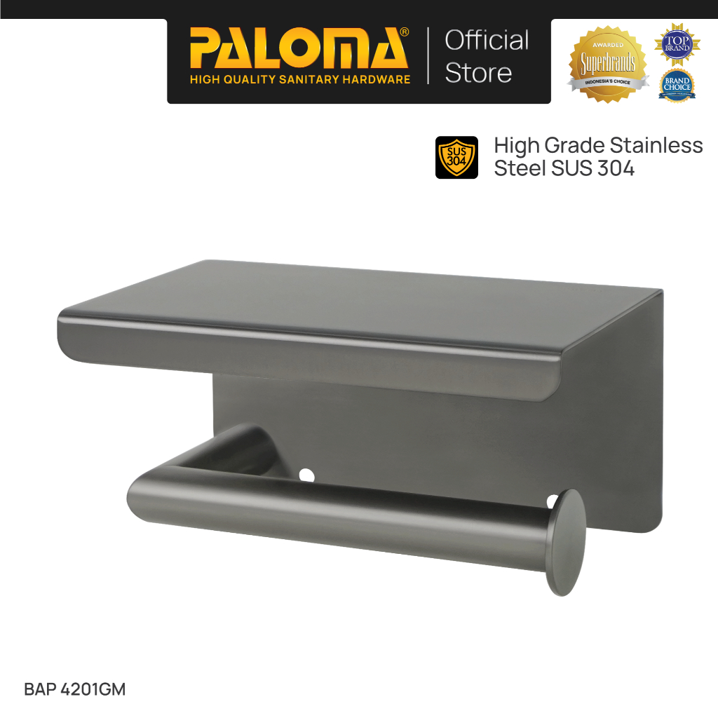 PALOMA BAP 4201GM Tempat Tissue Toilet Holder Tisu Gulung Roll Kamar Mandi Wall Dinding Stainless St