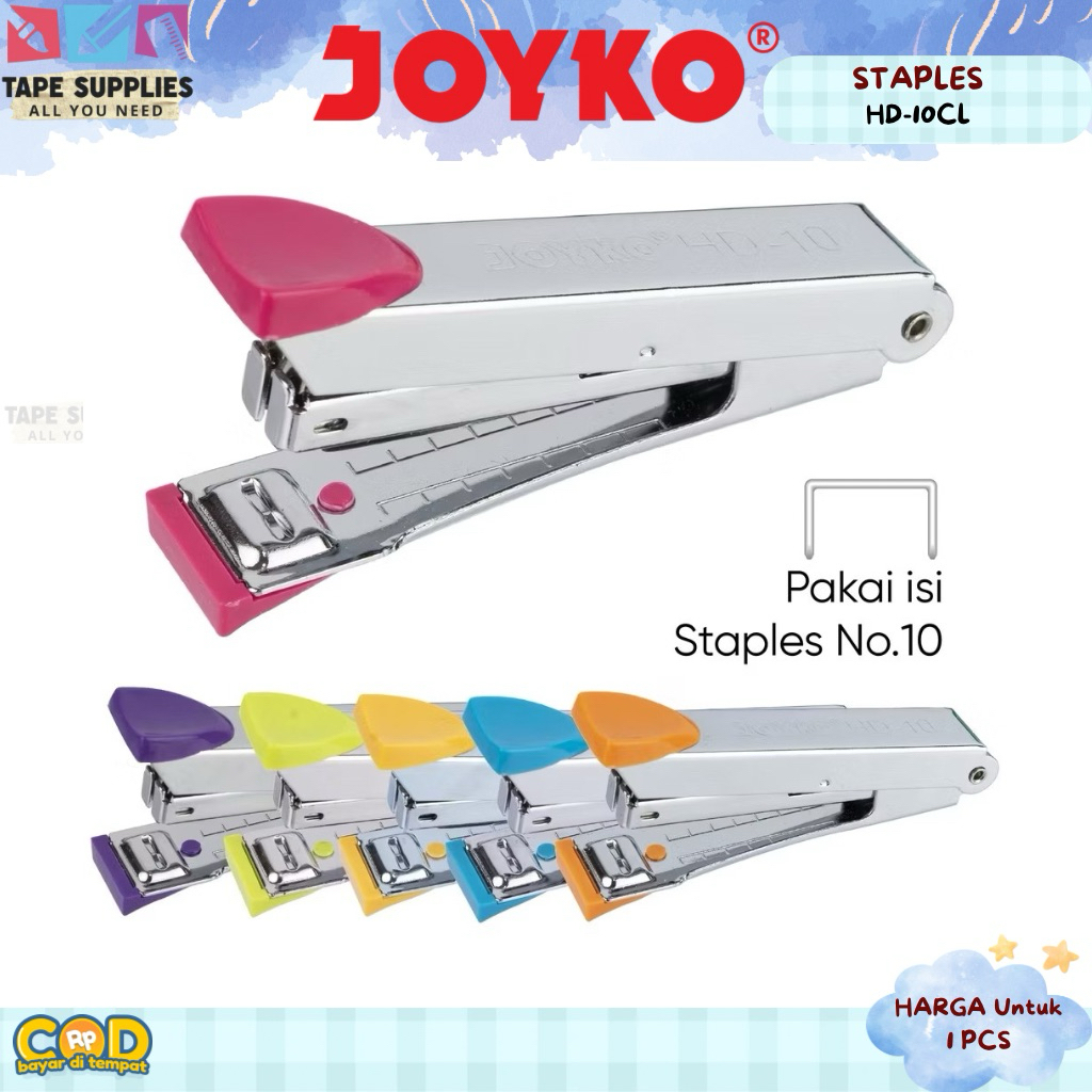 

Joyko Stapler HD-10CL – Stapler Kertas Warna Warni Pakai Isi Staples No.10