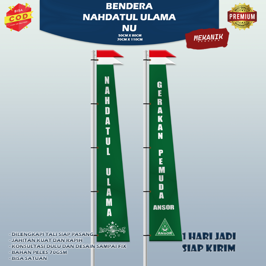 umbul umbul MUSLIMAT NU/ GP ANSOR FATAYAT Bisa Kasih Tulisan lain DLL  murah berkualitas siap kirim