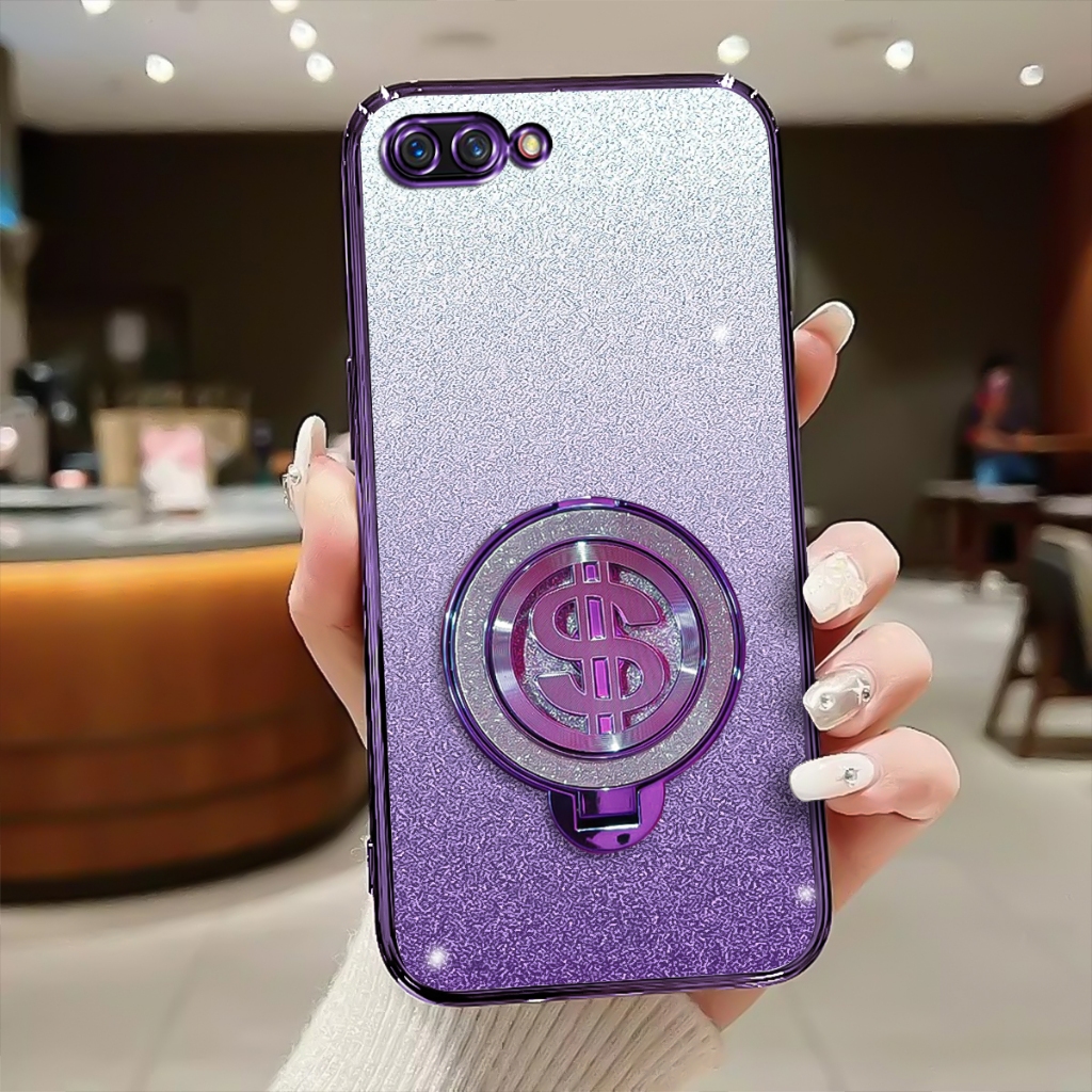 Softcase Oppo A3S Case Glitter Luxury With Stand Terbaru Silicone