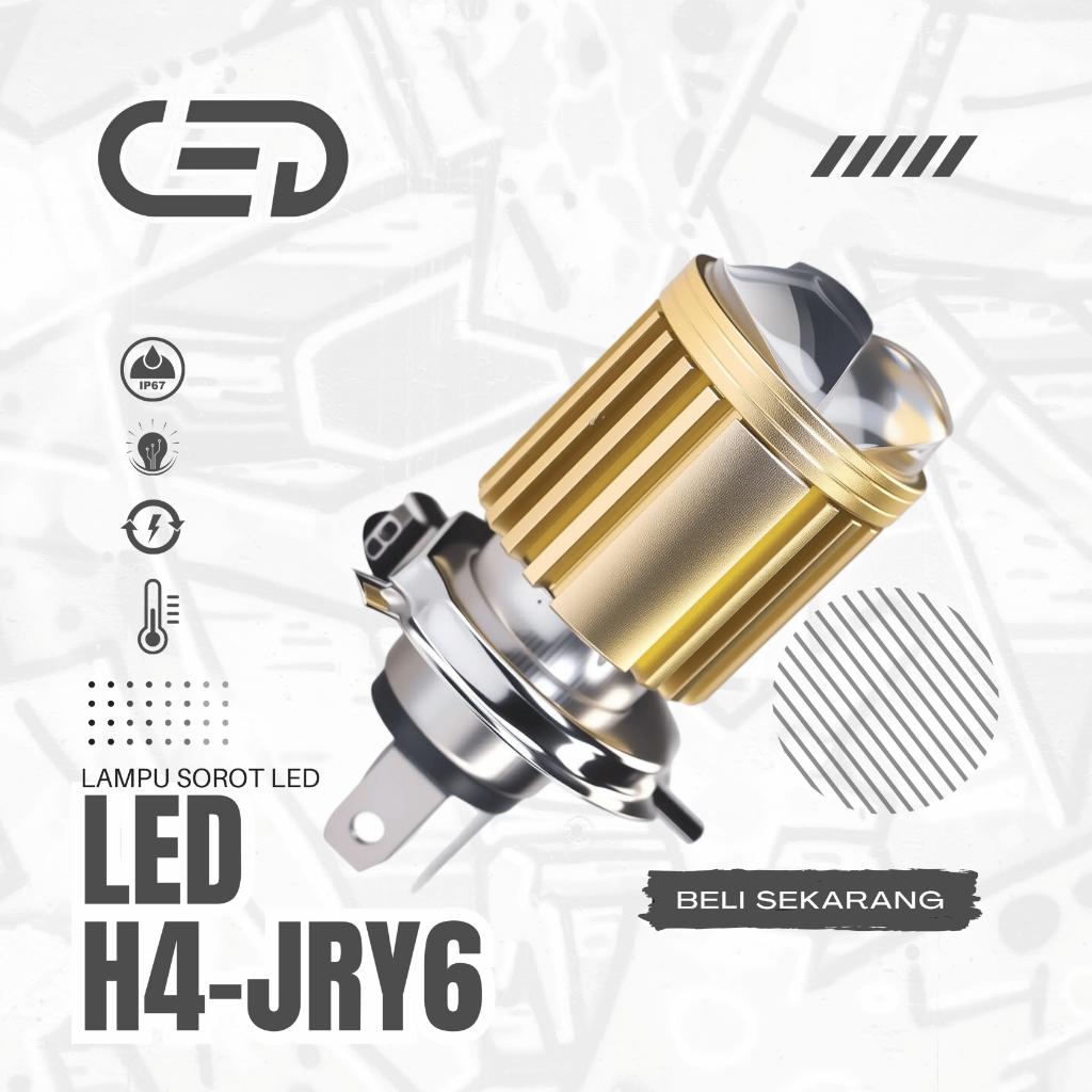 CED Lampu LED H4-JRY6 Dual Mode – 15W 1500LM Putih/Kuning | 3570CSP+1860 Chip& Lampu MotorTerang
