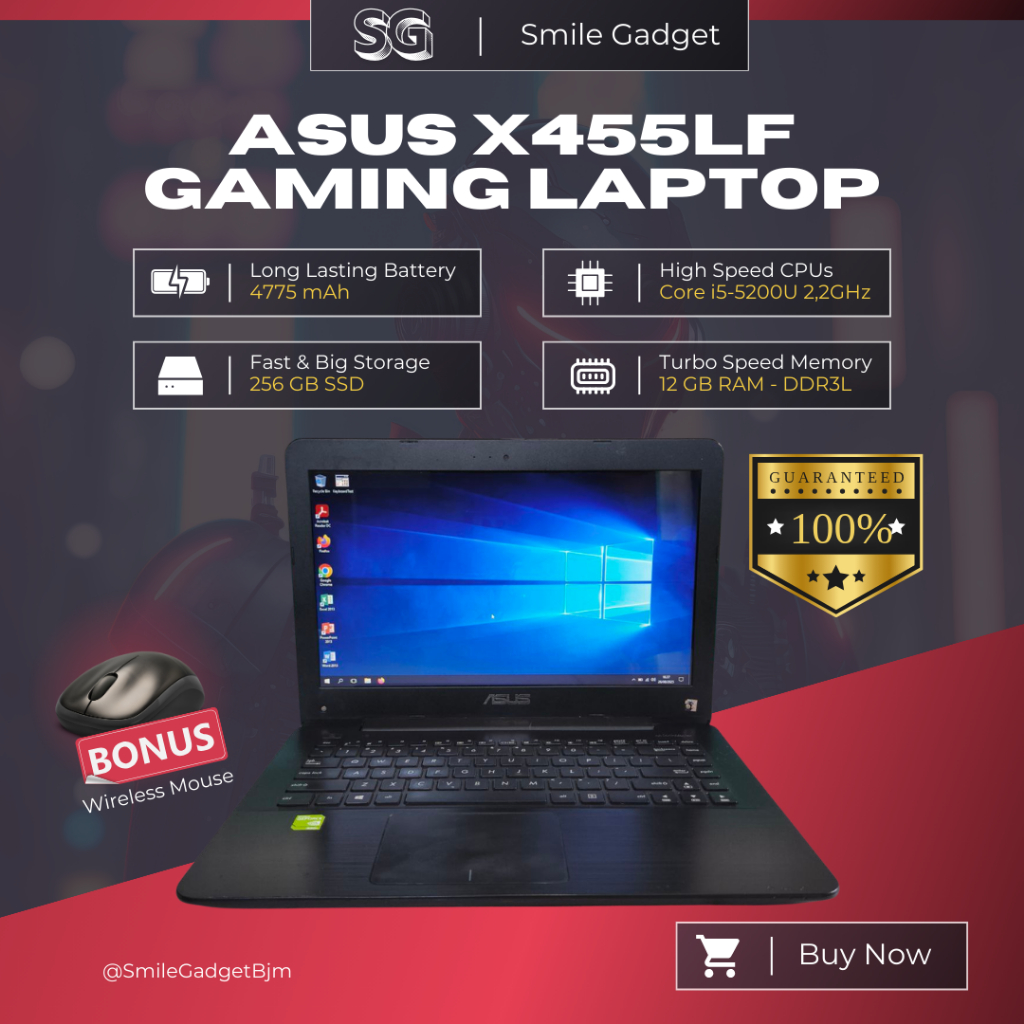 Laptop Asus X455LF Intel Core i5 VGA NVIDIA GeForce 930M Ram 12GB SSD 256GB Laptop Second Laptop Bek