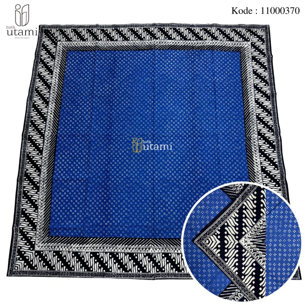 BAHAN IKET UDENG BLANGKON 370 MOTIF TLITIK KLITIK LERENG KUMITIR MRUTU SEWU BIRU HITAM