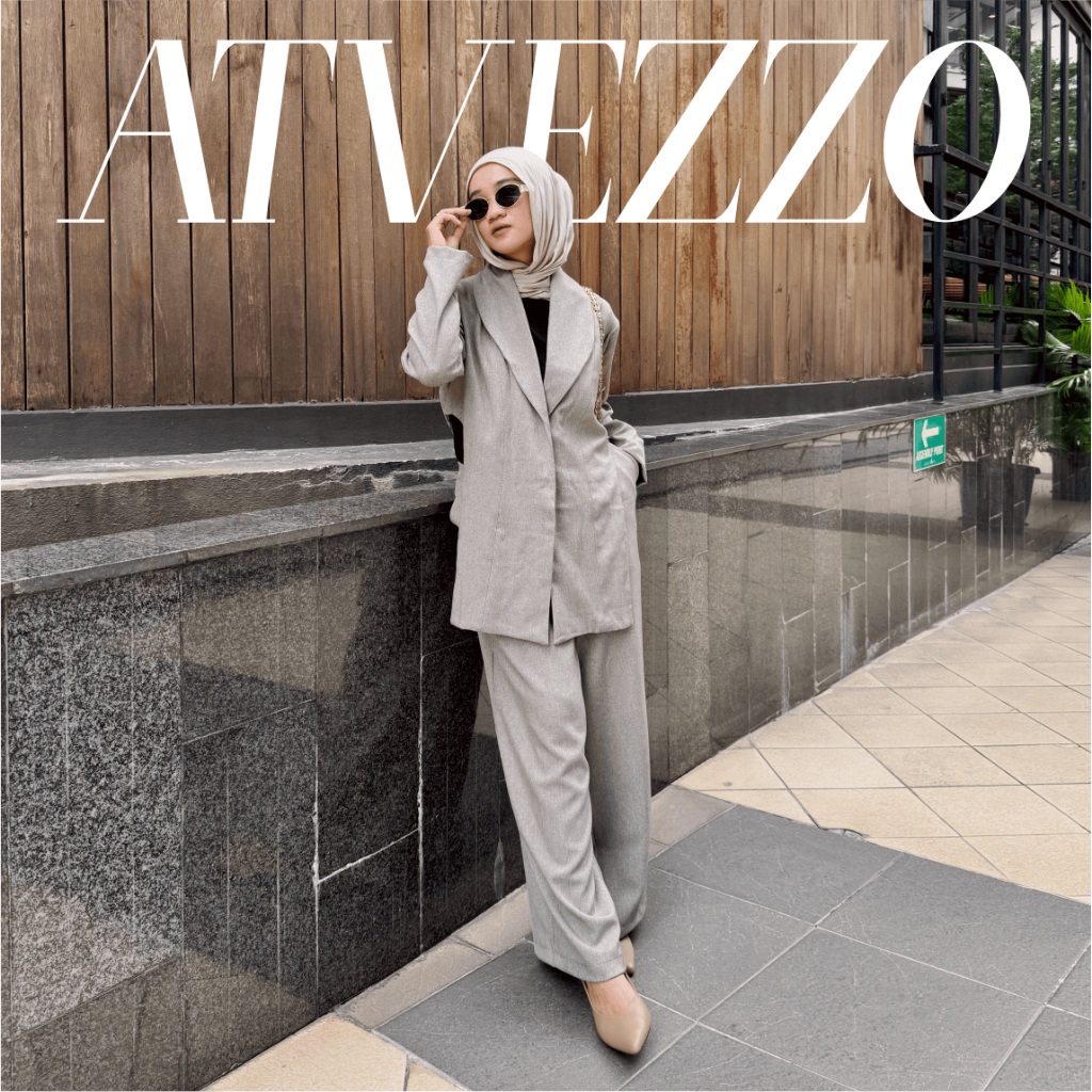 Gabrielle One Set Mocha Brown ATVEZZO One Set Wanita Kekinian Korea Hijab Friendly Kondangan Simple 