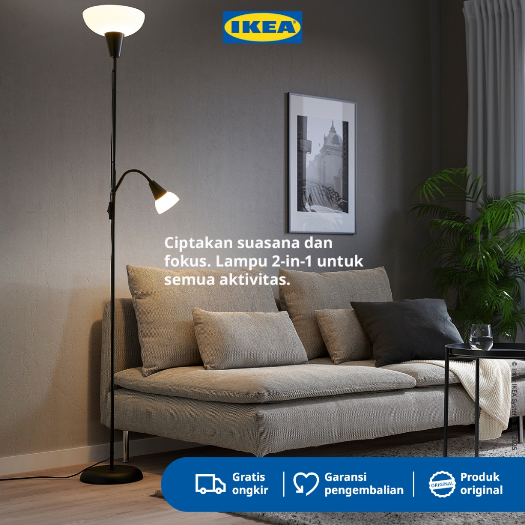 IKEA TAGARP Lampu Lantai Sorot Atas / Lampu Baca Minimalis HItam/Putih