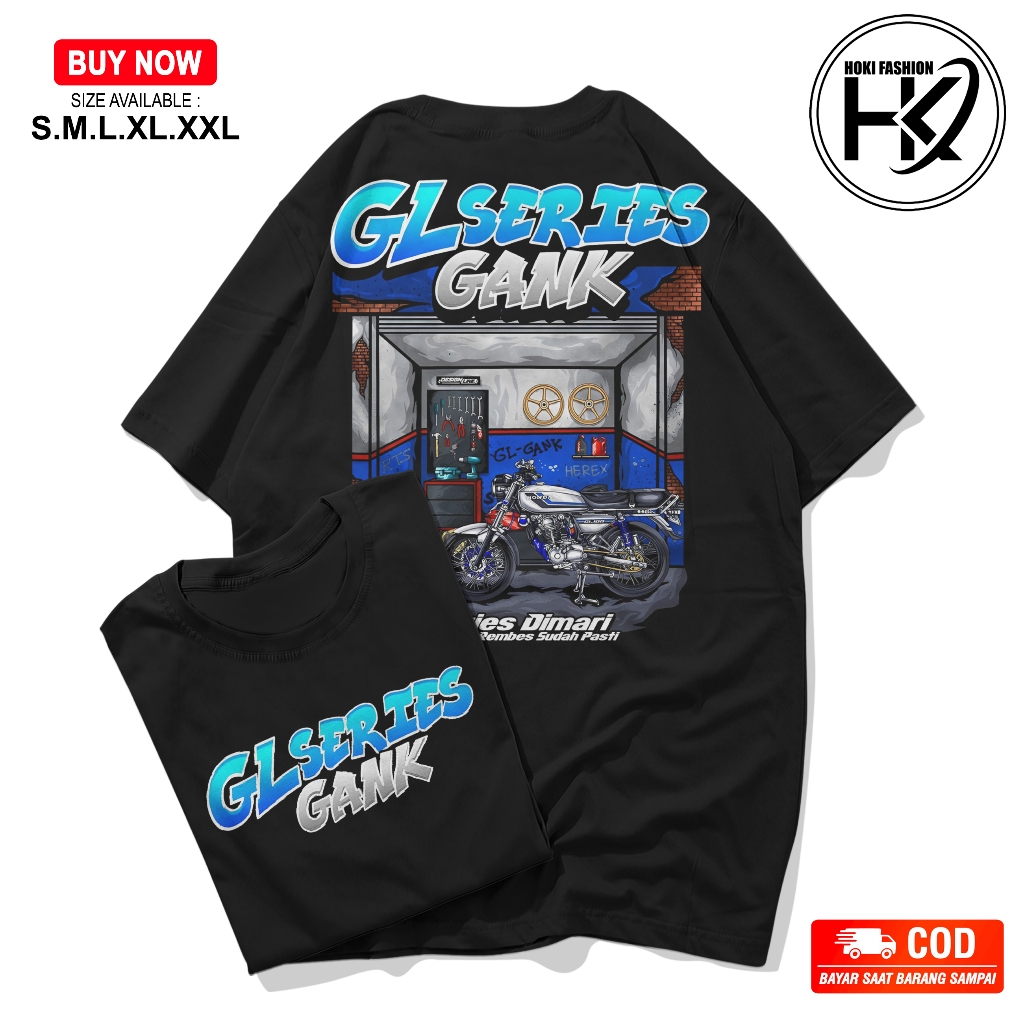 Kaos Honda GL-GANK -Series Dimari Mesin Rembes Sudah Pasti Baju Distro Motor Tua Racing Honda Gank H