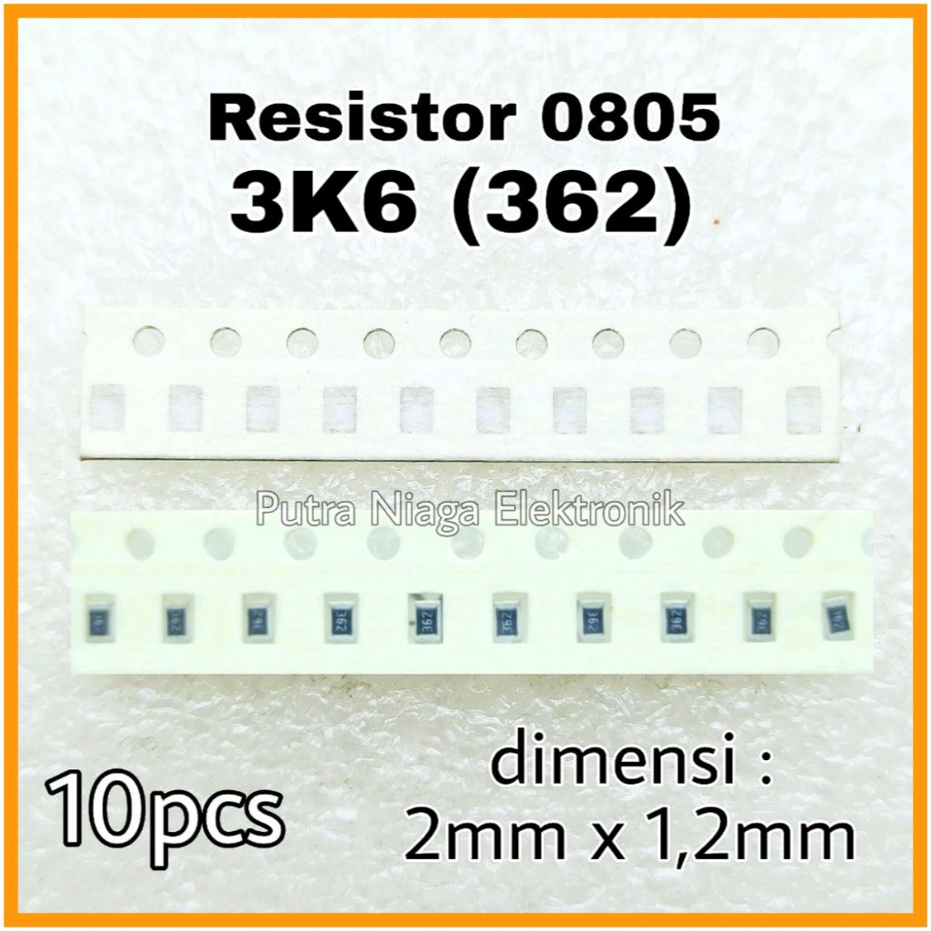 isi 10pcs Resistor SMD 0805 3K6 Tahanan 3,6K ohm 3.6K Marking: 362