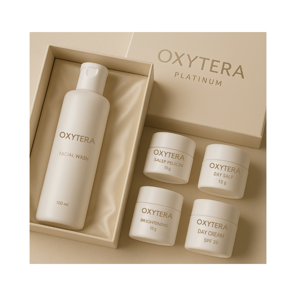 "Oxytera Platinum Paket Skincare Premium – Hilangkan Flek, Hard Exfoliasi, Wajah Putih Glowing"