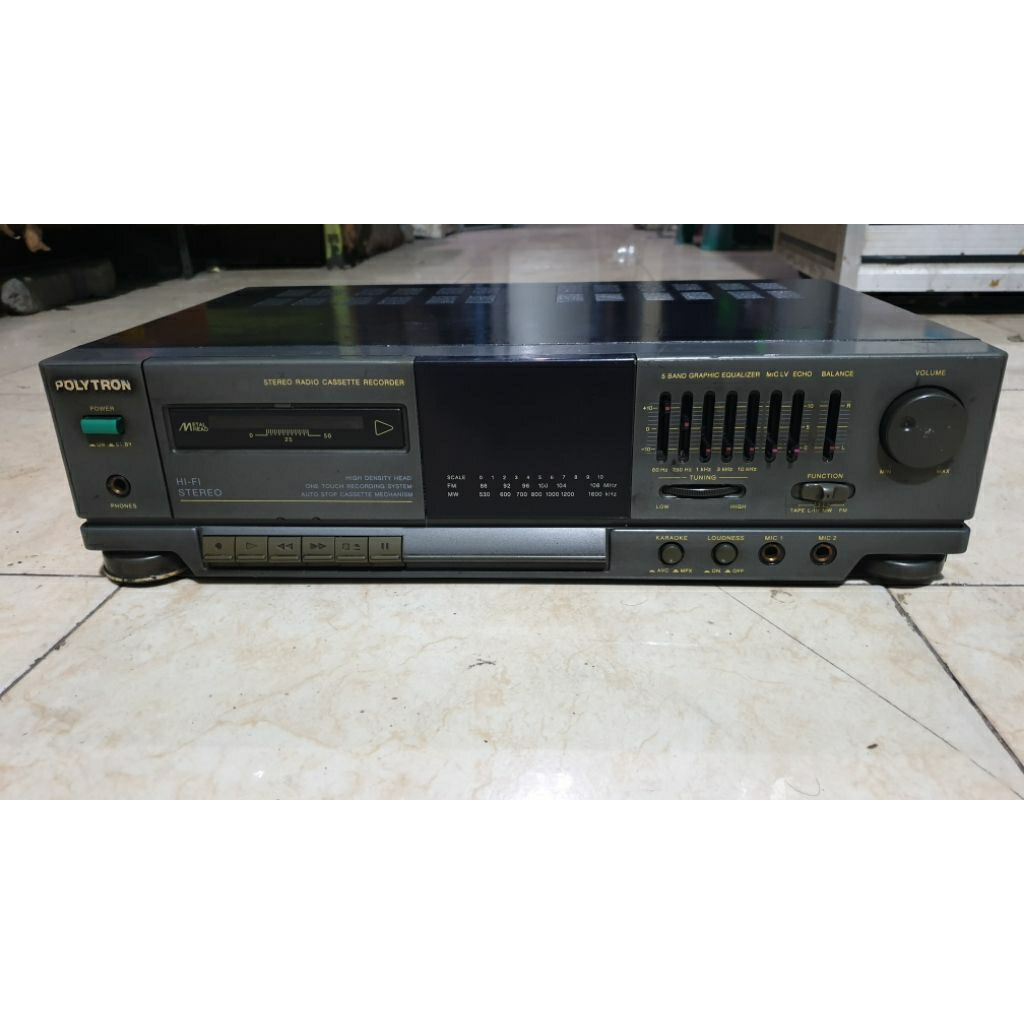 tape deck polytron dat 59c radio pemutar kaset pita amplifier karaoke vintage second bekas normal si