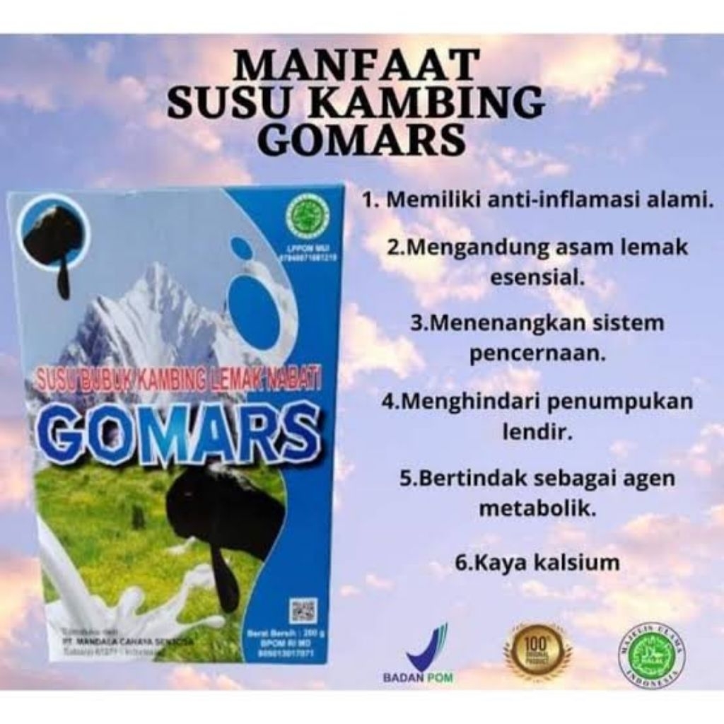 

Gomars Susu Kambing Serbuk rasa Original isi 200gr