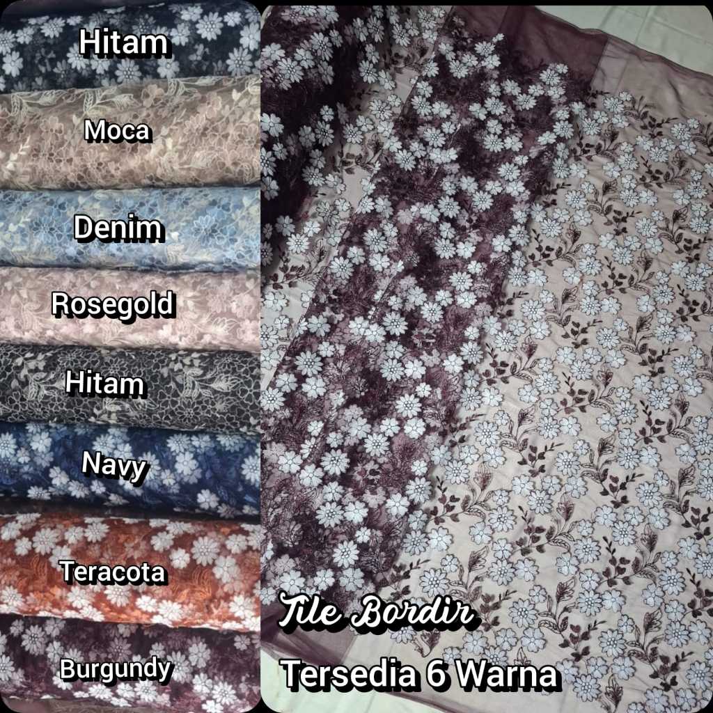 KAIN TILE BORDIR BAHAN KEBAYA MEWAH BAHAN KEBAYA WISUDA TILE MURAH