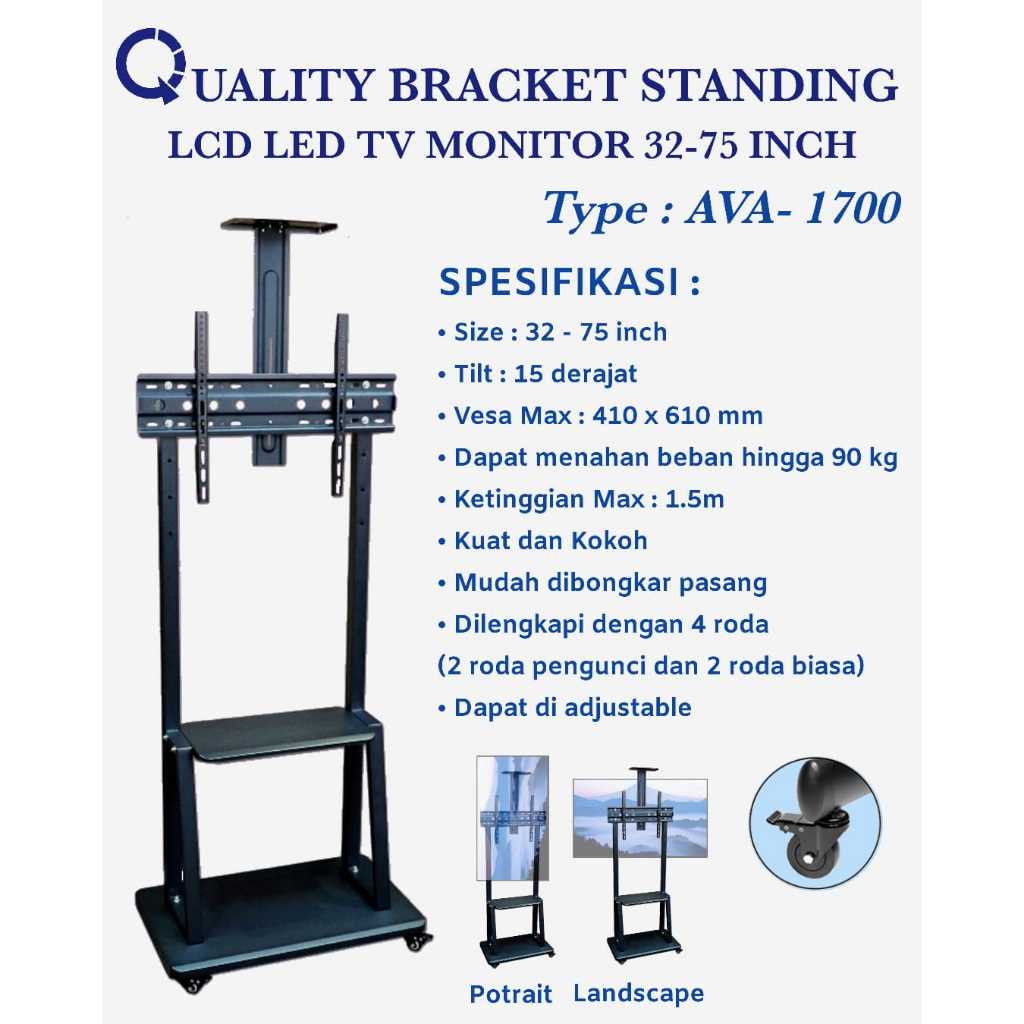 Quality standing bracket tv 32inchi -75 inchi braket tv berdiri 32" sampai 75" Ava 1700 32"-75" AVA1