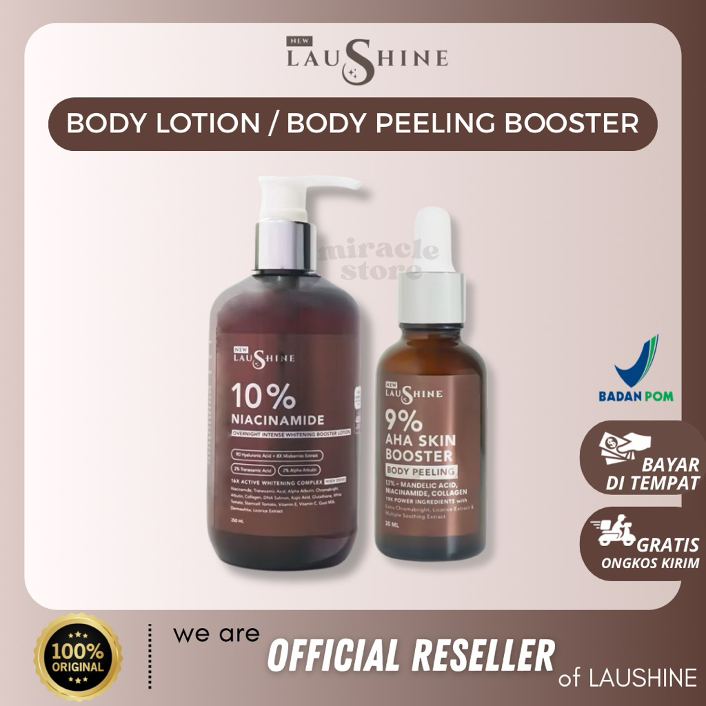 [MIRACLE STORE]LAUSHINE 9% AHA SKIN BOOSTER BODY PEELING- OVERNIGHT INTENSE WHITENING BOOSTER LOTION