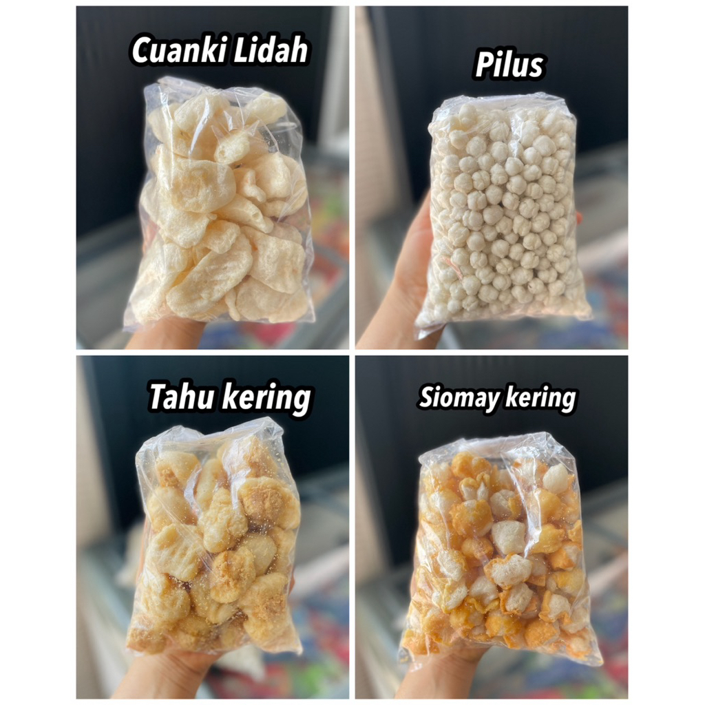 

Aneka Topping Seblak / Cuanki / Cikur / Pilus / Tahu kering / kerupuk pangsit