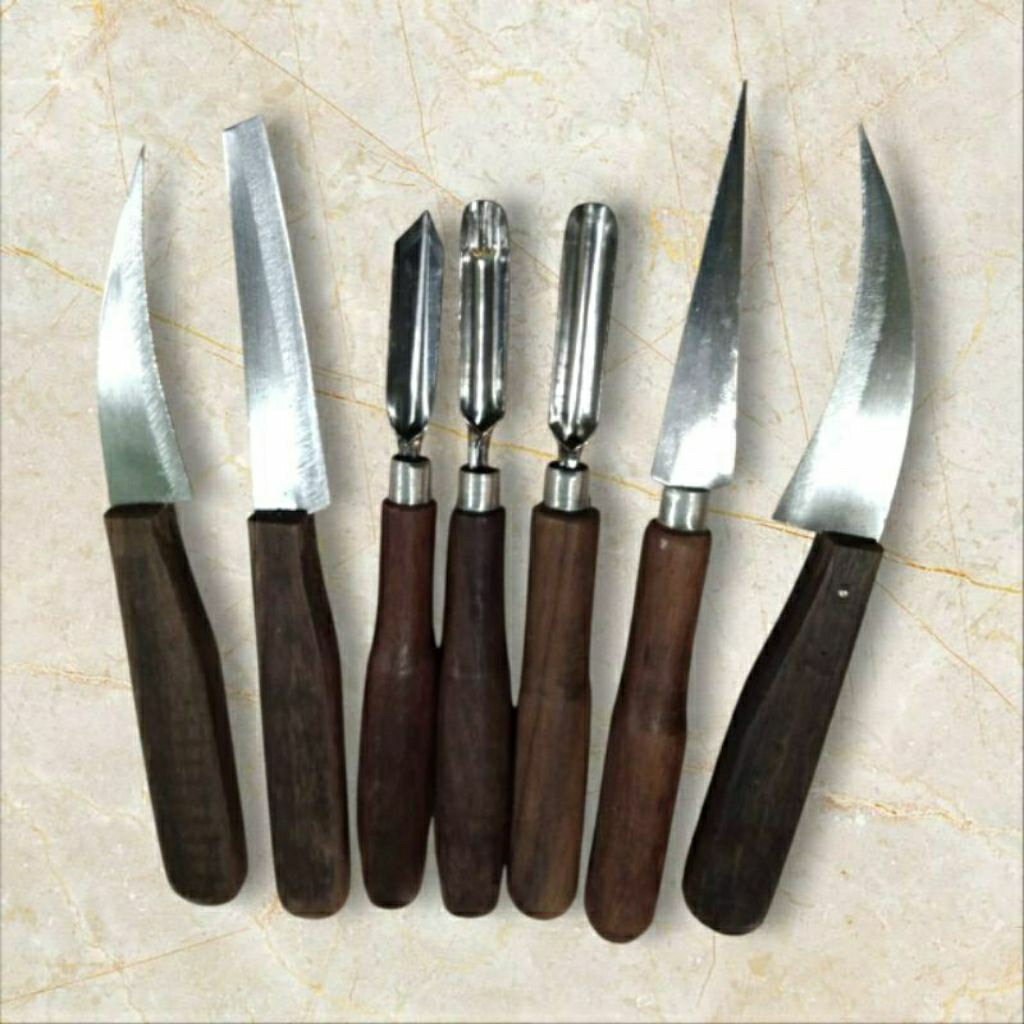pisau garnish/pisau ukir buah/pisau sayur 1 set isi 7