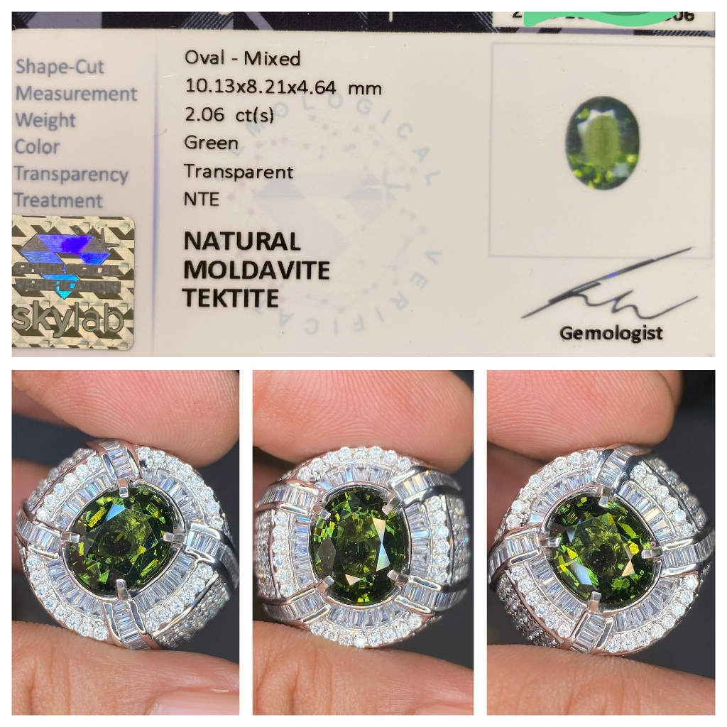 Natural 2.06ct moldavite tektite batu meteor asli ceko