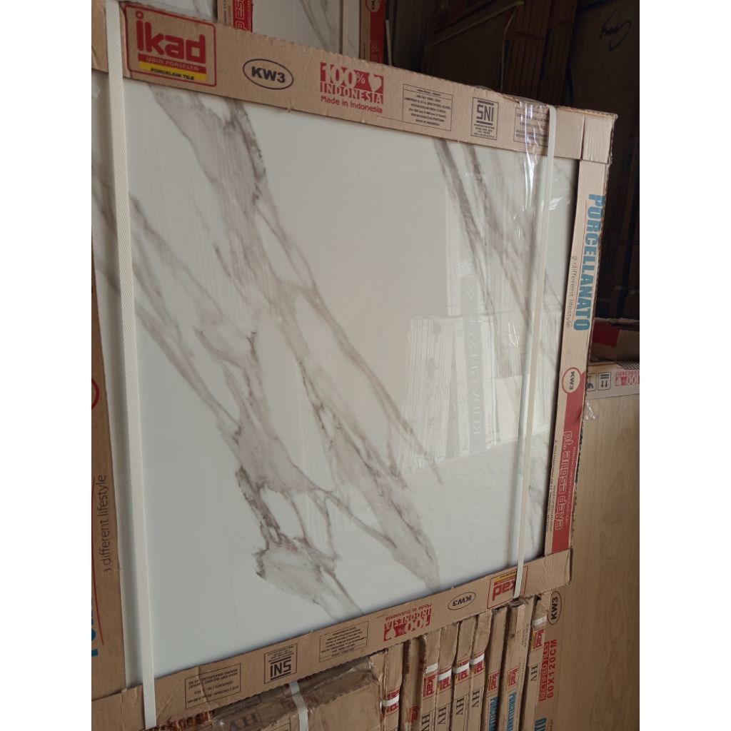 granit lantai Glossy 80x80 motip marmer - ikad porcelanto