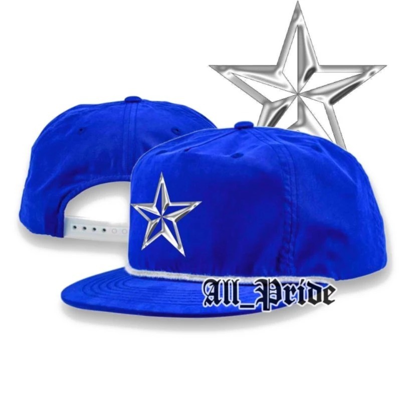 Topi Snapback Biru Logo Bintang Silver