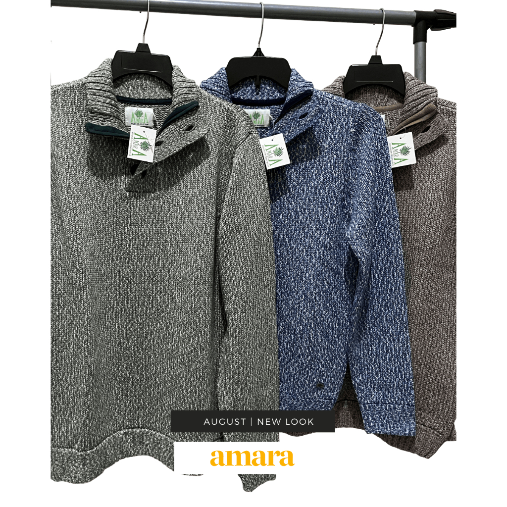 amara Knitted Cotton Mock Neck Button Sweater | Three Button Mock Neck Sweater