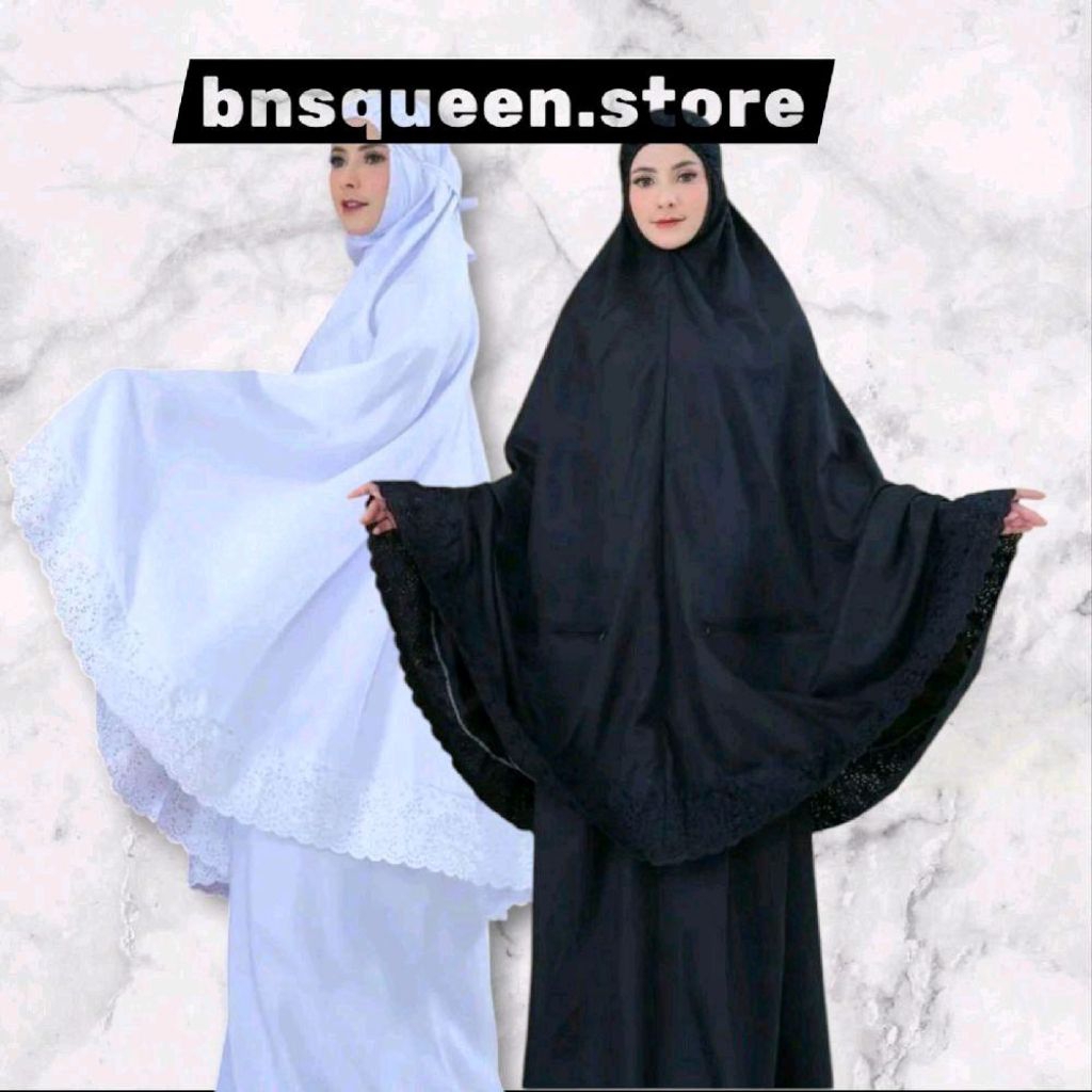 Mukena resleting renda mewah mini pouch 2 in 1 travel Katun mikro premium Mukenah Wanita Muslim Dewa