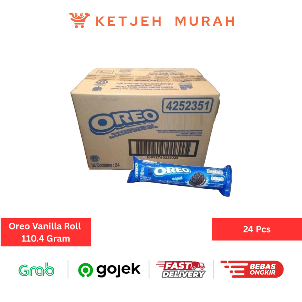

Oreo Roll Rasa Original Vanilla Cream 1 Dus isi 24 Pcs x 110,4 Gram