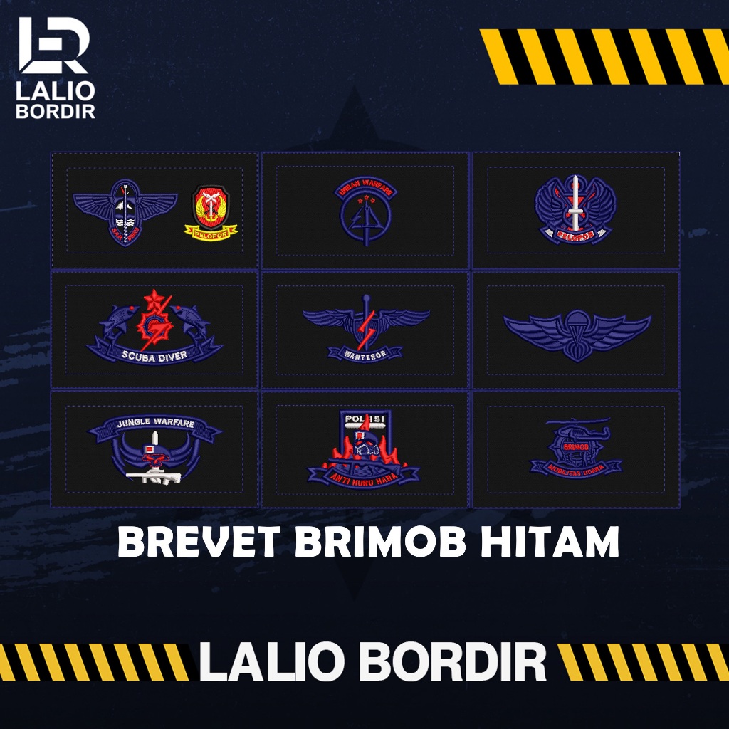 BREVET BORDIR WING BRIMOB PDL HITAM
