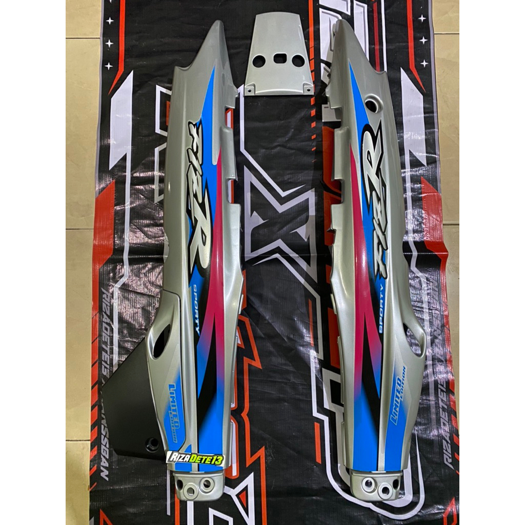 Cover Body Belakang Yamaha Fiz r Dualtone Limited Edition Biru Pink Striping Custom Set Box Aki