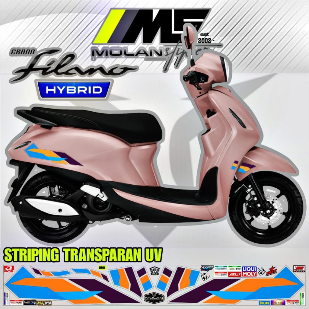 Decal Sticker Striping Variasi Transparan Uv Filano 125 Yamaha Grand Filano125 Hybrid New Filano 125