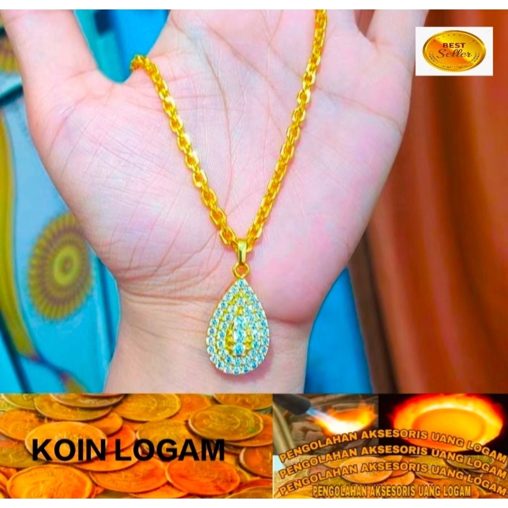 Kalung Wanita Terbaru Anti Karat Lapis Emas 24k Koin 91 Ori  Perhiasan Cantik Elegan Mewah