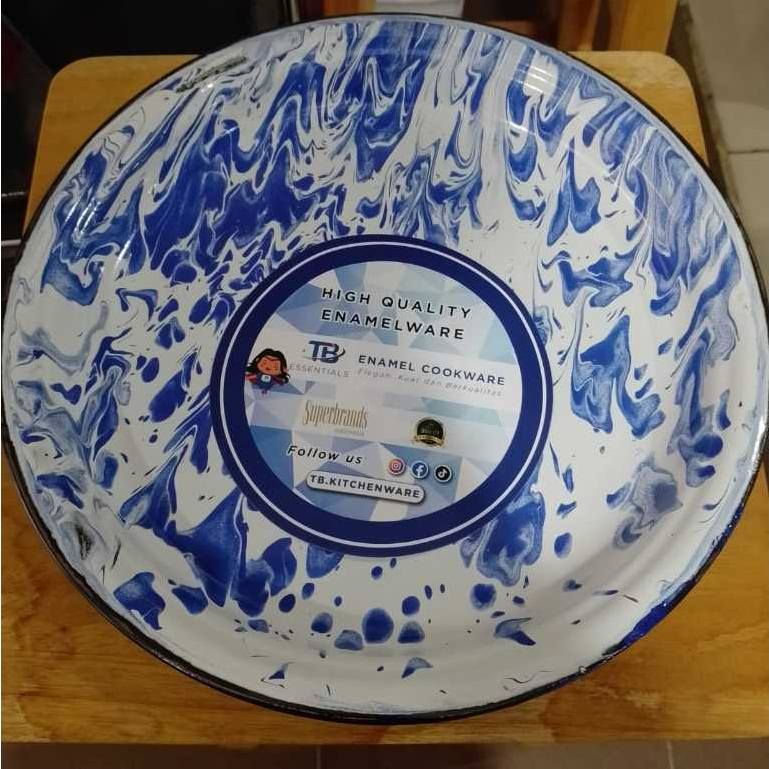 Nampan blirik biru 30 cm / baki bulat blirik / nampan biru / nampan murah vintage jadul lucu