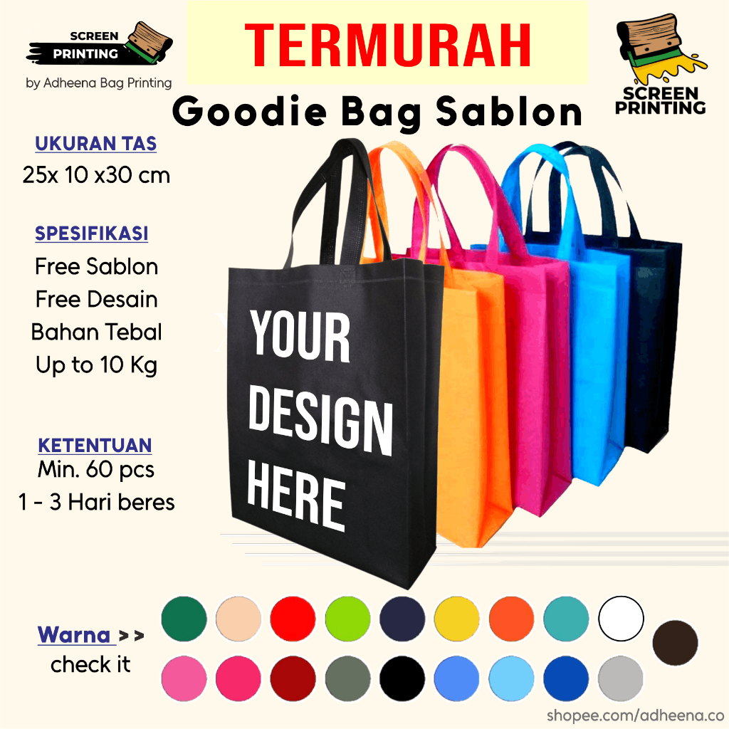

TERMURAH Goodie Bag Handle Box FREE SABLON 25x10x30 bahan tebal 75 gsm REAL