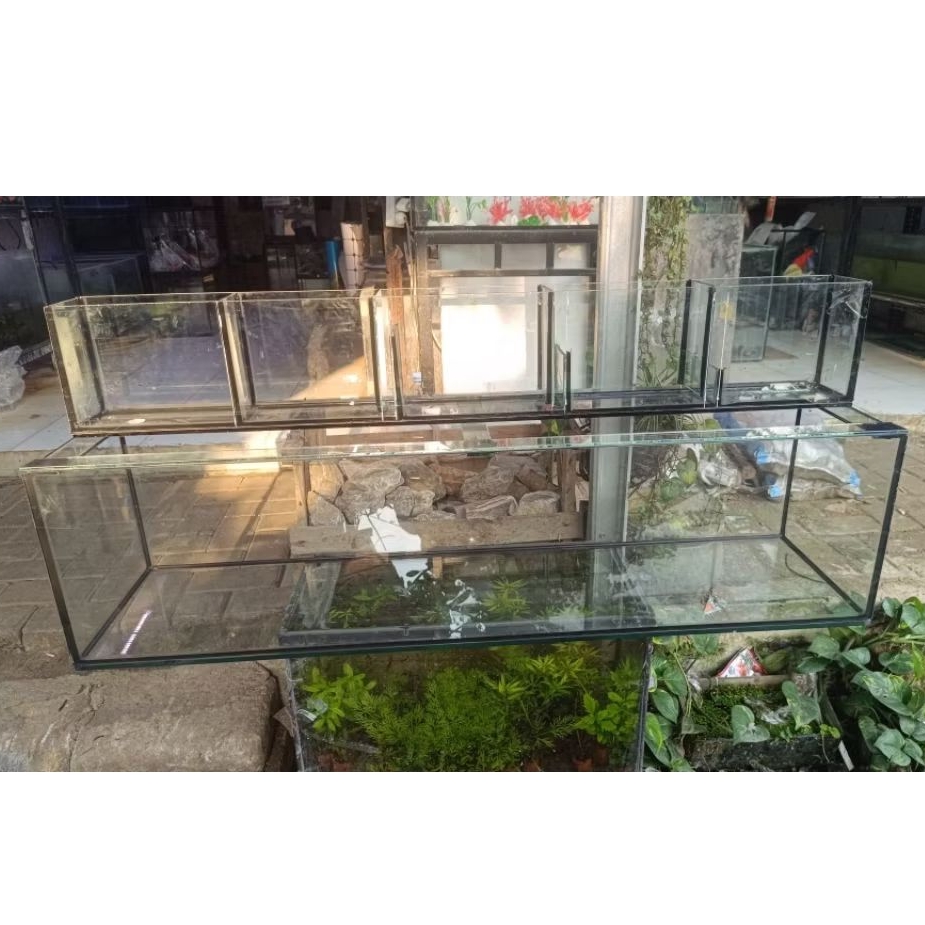 AQUARIUM KACA 120 40 40 kaca 8 mili plus top filter kaca