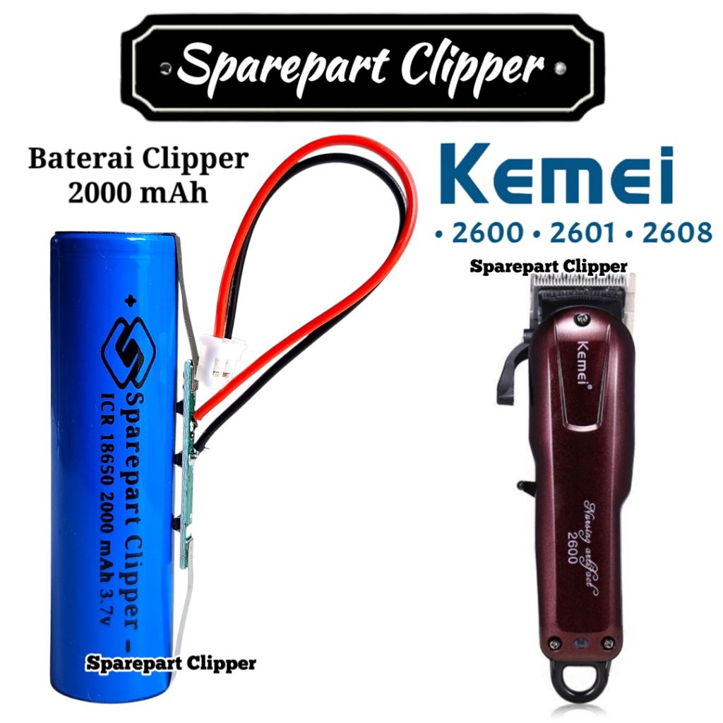 Baterai Kemei 2600 2601 2608 Baterai Mesin Cukur Kemei 2000mAh #BattKM2600