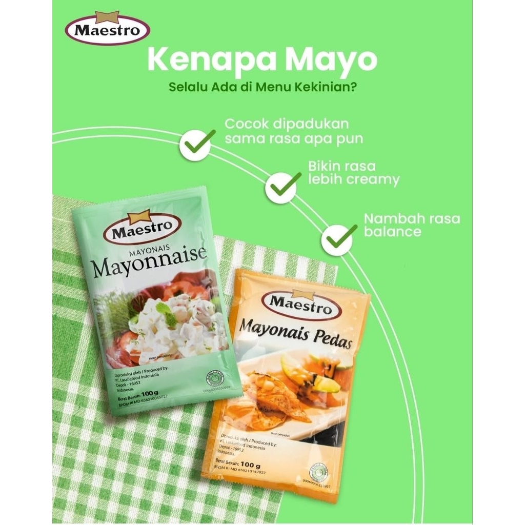 

Maestro mayonaise pedas | mayones ORI | mayones maestro 100g MQ Frozen food