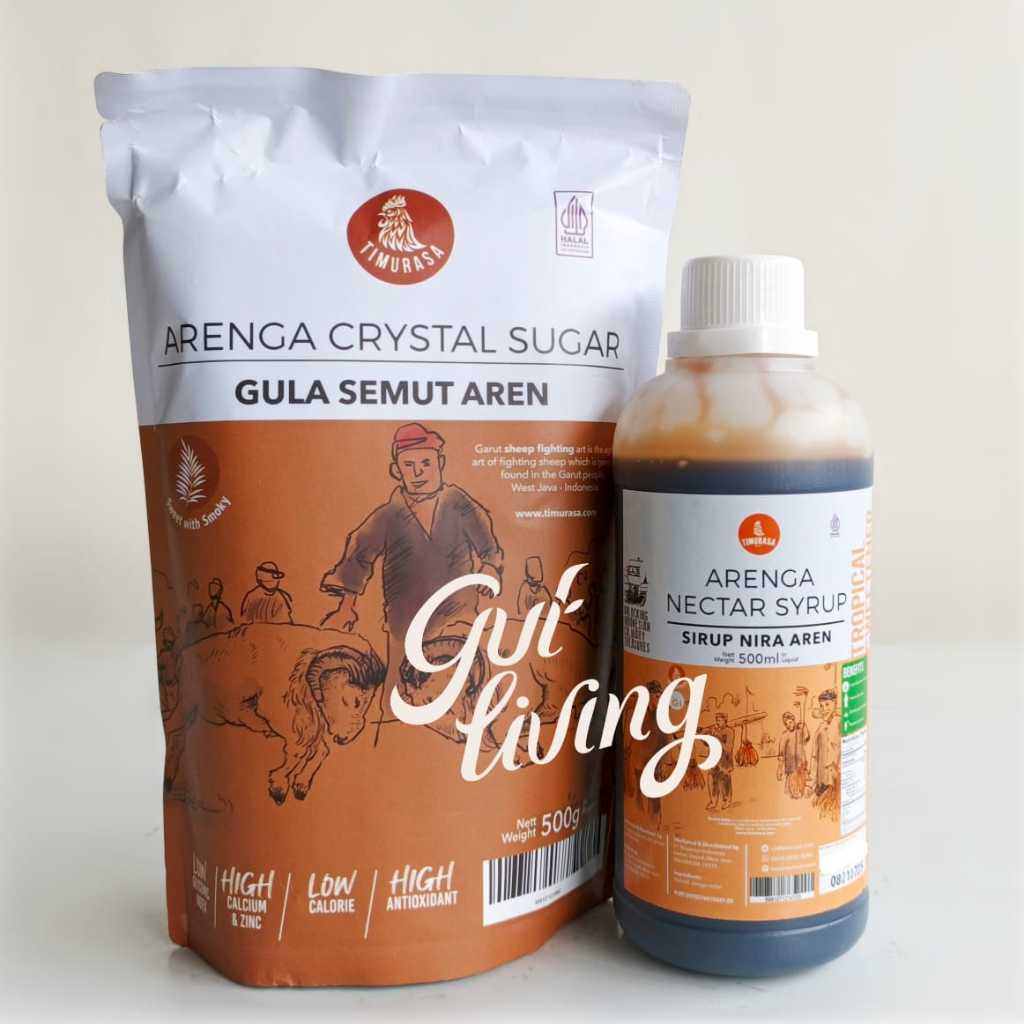 

Gula Aren Bubuk dan Nira Gula Aren Cair Timurasa Gula Semut Arenga Crystal Sugar Powder