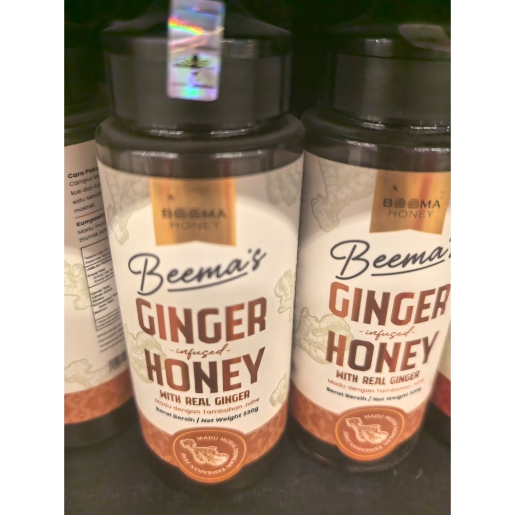 

BEEMA GINGER INFUSED HONEY WITH REAL GINGER. JAHE MADU. GINGER HONEY. SAUCE JAHE.